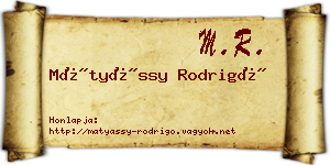 Mátyássy Rodrigó névjegykártya